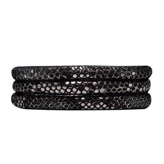 Christina læderarmbånd Silver black 70 cm